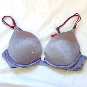 34b push up victoria secret purple rhinestone bra 36a